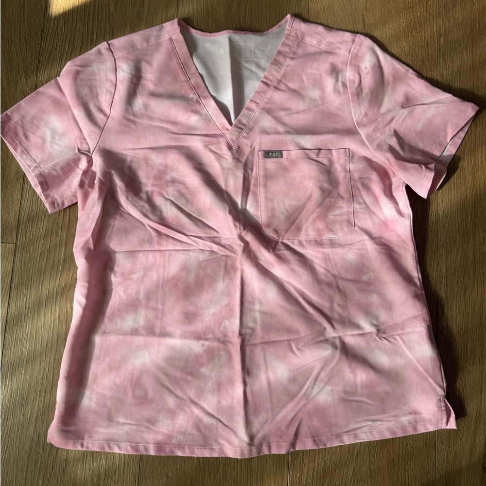 Figs Marbled Rose Catarina Scrub Top